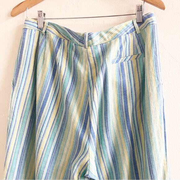 Norm Thompson Linen Blend Wide Leg Striped Cropped Pants Size 14 - Picture 5 of 11